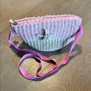 Pink and Cream Woven Shoulder Bag
